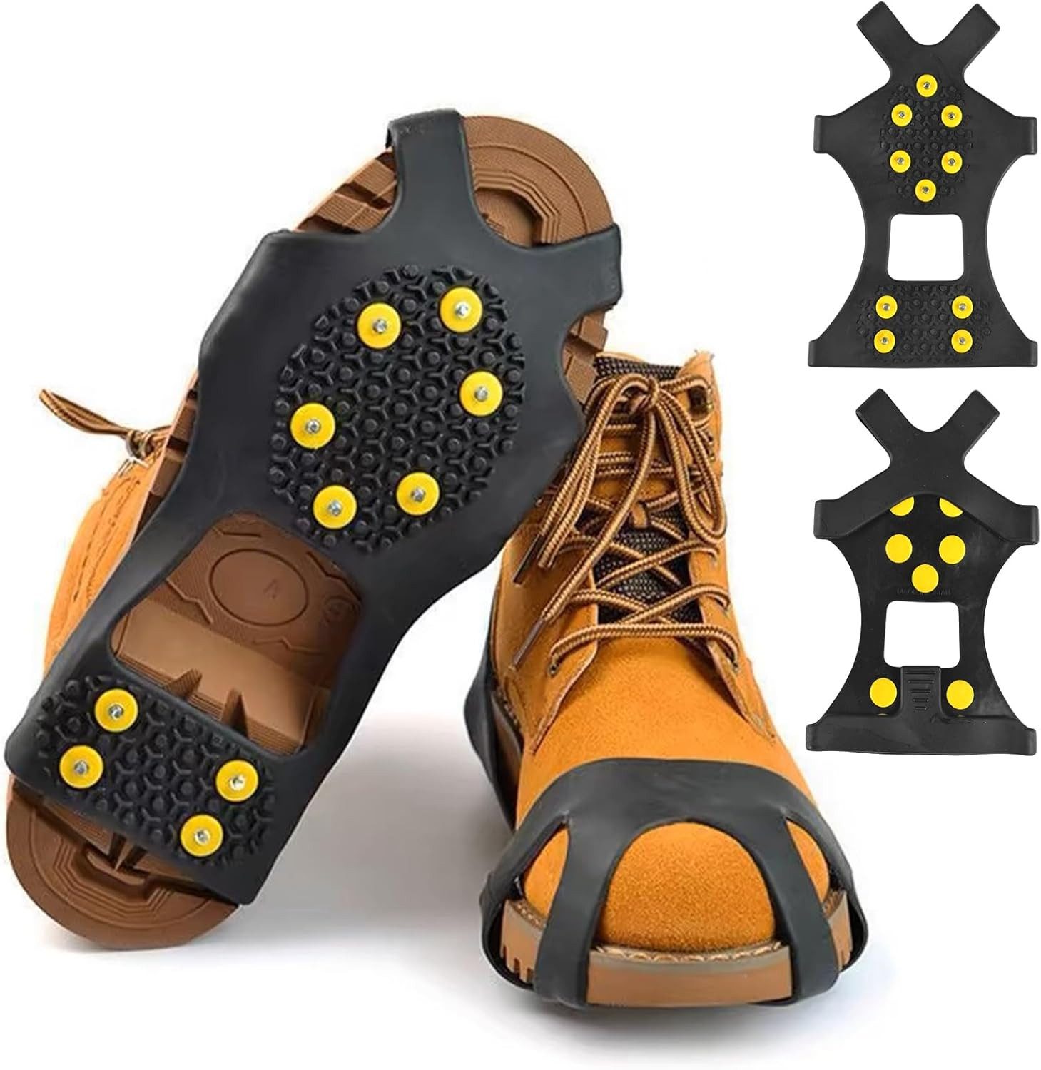 RWEUOQ Spikes Spikes Mikro-Spikes für Schuhe Silikon Mikro Schuhspikes mit 10 Metall (für Wanderungen auf verschneiten Wegen, vereisten Gehwegen oder mäßigen Schneehängen geeignet., Größen: M = EU 37-40), 4 Stücke Spikes für Schuhe Winter