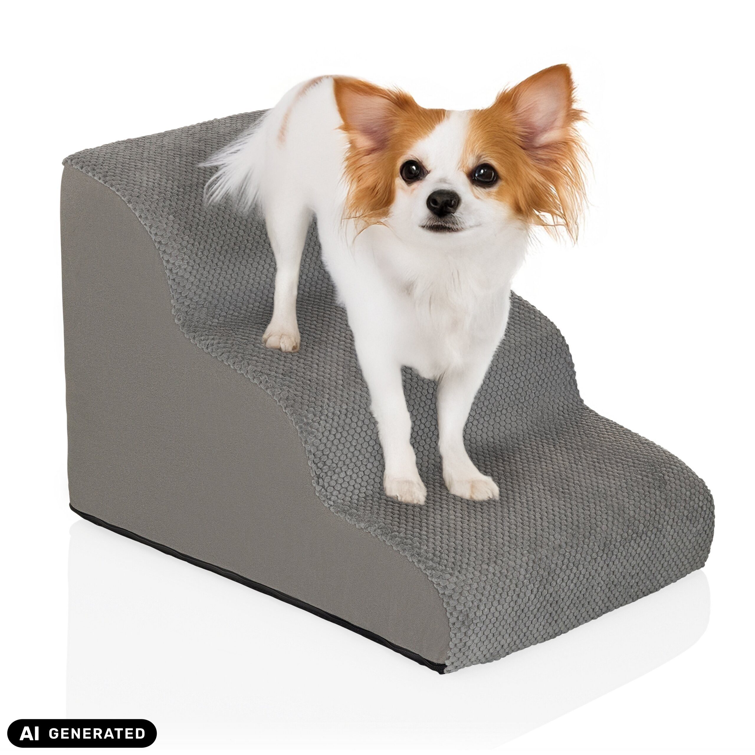 hjh LIVING Haustiertreppe Haustiertreppe Pawy Step 3 Stoff, Hundetreppe mit 3 Stufen, Hundestufen Treppe mit waschbarem Stoffbezug