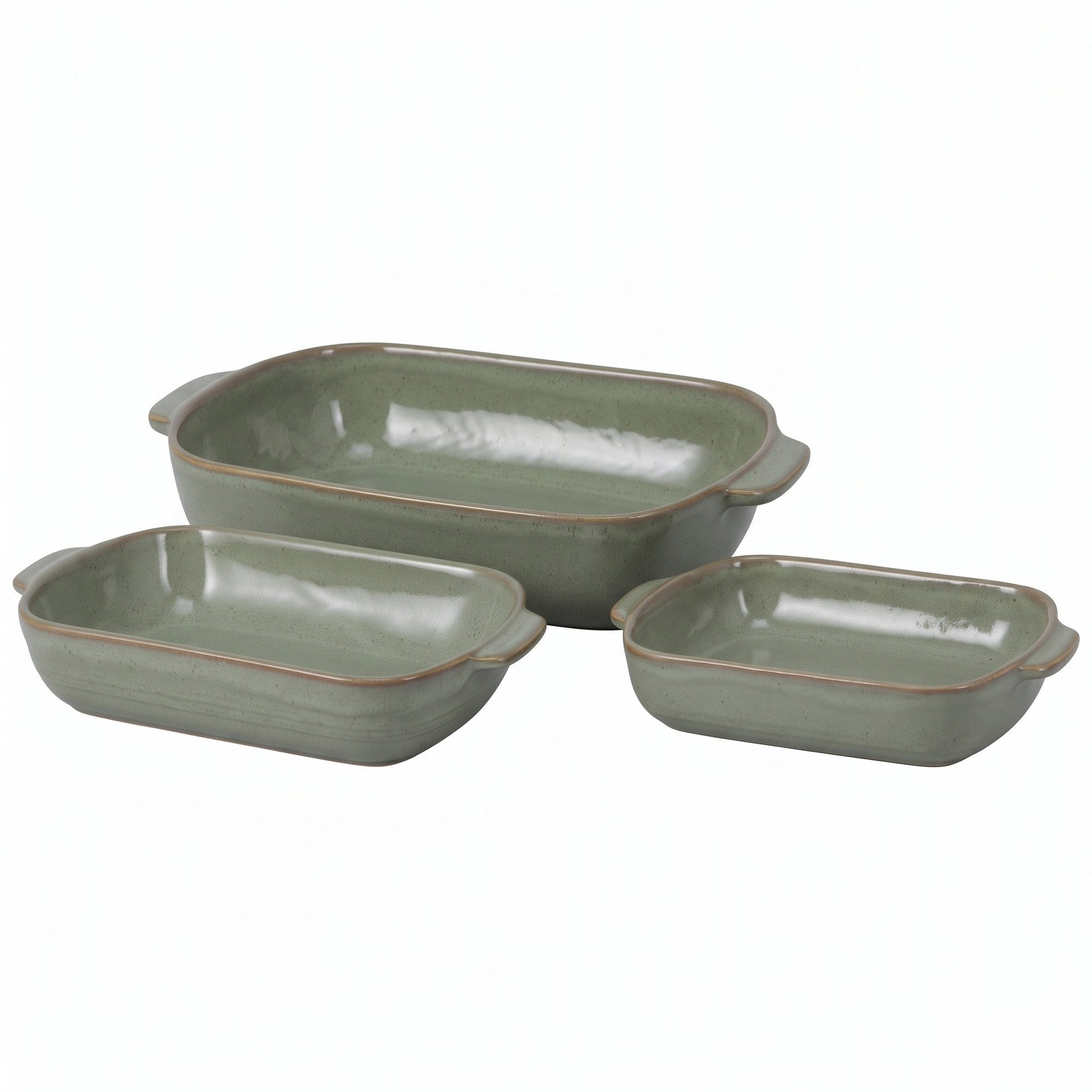 Excellent Houseware Auflaufform Set aus 3 Steingut-Auflaufformen zum Backen, 3,75 l / 2 l / 1 l, Keramik