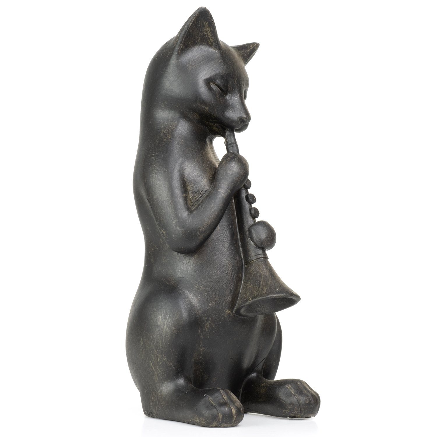 Musikinstrume, Dekofigur schwarz Dekoelement aus Katze Figuren Klarinette Dekoration aus Dekofigur spielt Polyresin Polyresin Moritz Deko-Figur