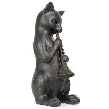 Moritz Dekofigur Deko-Figur Katze spielt Klarinette aus Polyresin schwarz Musikinstrume, Dekofigur aus Polyresin Dekoelement Dekoration Figuren