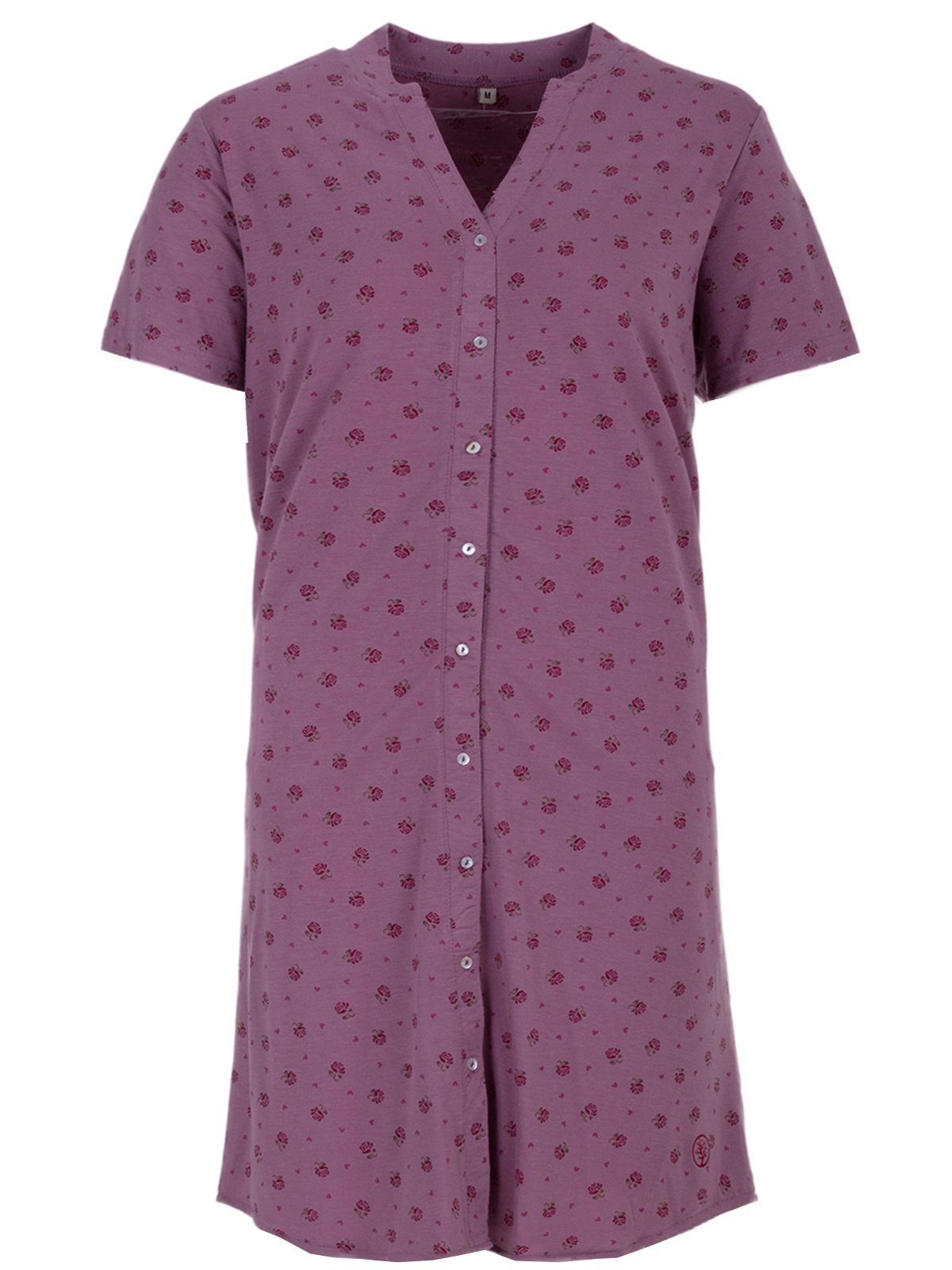 zeitlos Nachthemd Nachthemd Kurzarm - Blüten Knopfleiste beere