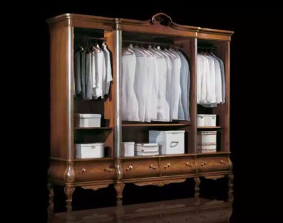 Schlafzimmer Italy in Kleiderschrank) Made Möbel Kleiderschrank Holz Kleiderschrank Brauner JVmoebel Klassische (1-St., Viertüriger