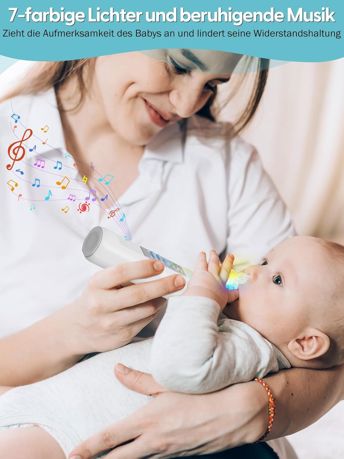 Vivitar Nasensauger für Babys Elektrischer Nasal Aspirator mit 5 Saugstufen, Nasensekret-Absauger für sanfte Nasenreinigung unterwegs und zu Hause, Nasensauger für Neugeborene und Säuglinge – hygienisch und leise, Musik & Licht – wiederaufladbar, IPX6 wasserdicht, BPA-freie