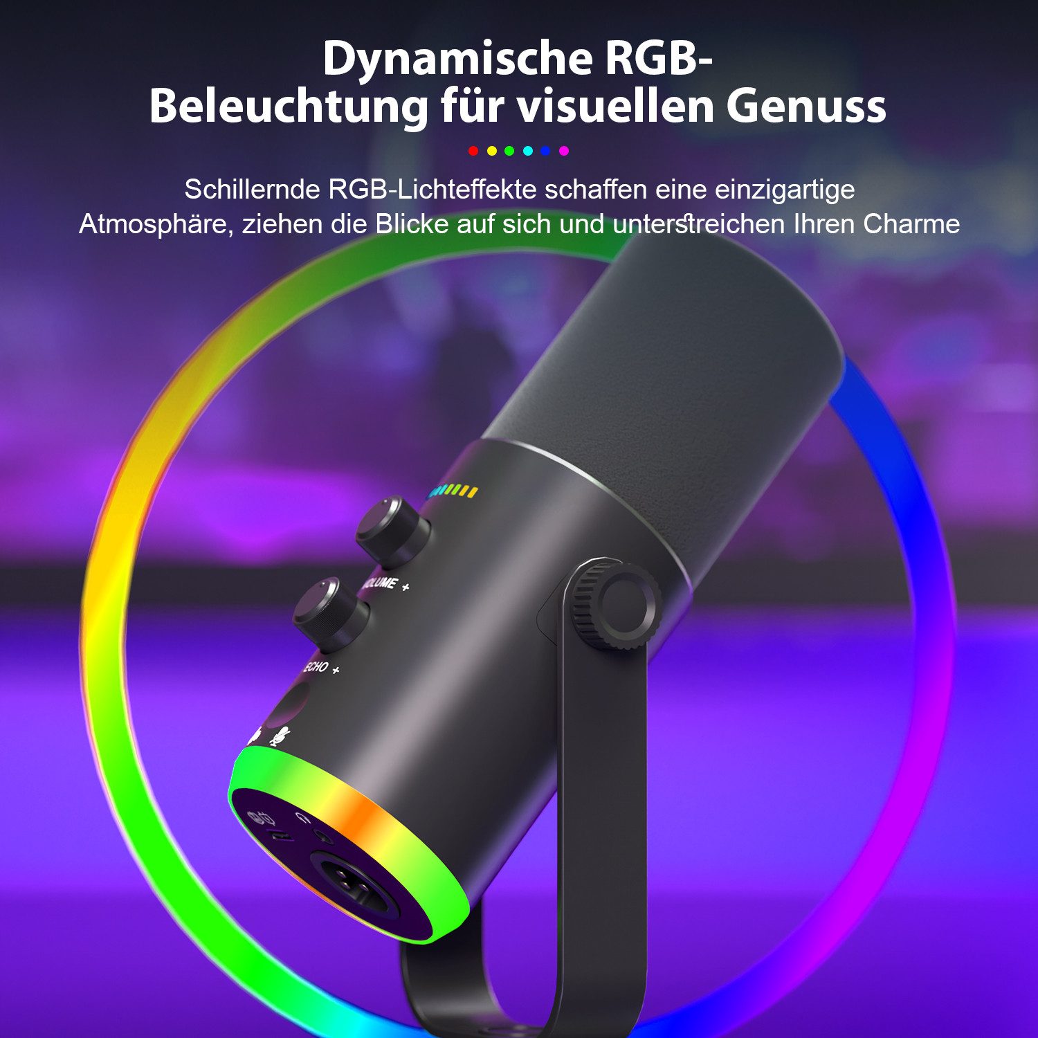 CkeyiN Pro Mikrofon Gaming, Streaming-Mikrofon,mit Arm,Stummschalttaste, Gain-Regler, für Streaming und Podcast-Studios,Kompatibel mit Windows und Mac OS