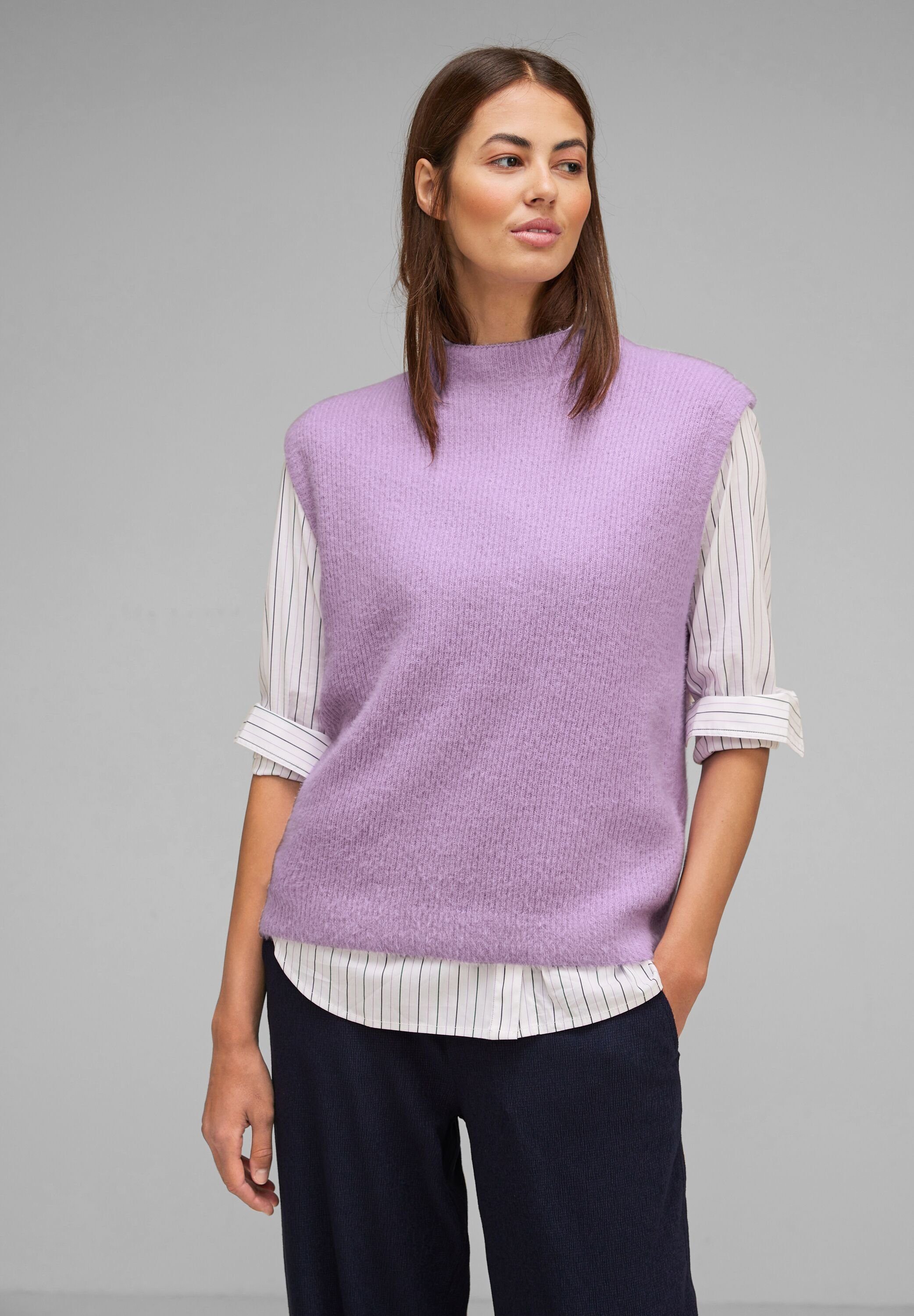 STREET ONE Stehkragenpullover mit soft pure lilac Stehkragen