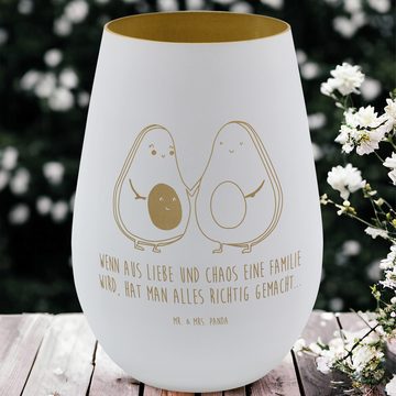 Mr. & Mrs. Panda Windlicht Avocado Pärchen - Weiß - Geschenk, Kinder, Windlicht Gravur, Babypart (1 St)
