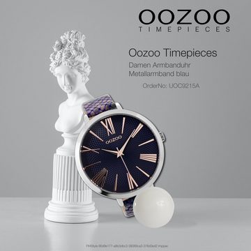 OOZOO Quarzuhr Oozoo Damen Armbanduhr Timepieces Analog, Damenuhr rund, extra groß (ca. 48mm) Metallarmband, Fashion-Style