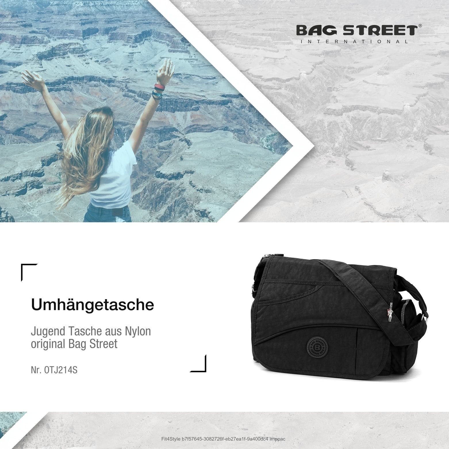 BAG STREET Umhängetasche Bag Street Damenhandtasche Umhängetasche (Umhängetasche), Jugend, Damen Umhängetasche Nylon, schwarz ca. 32cm x ca. 20cm