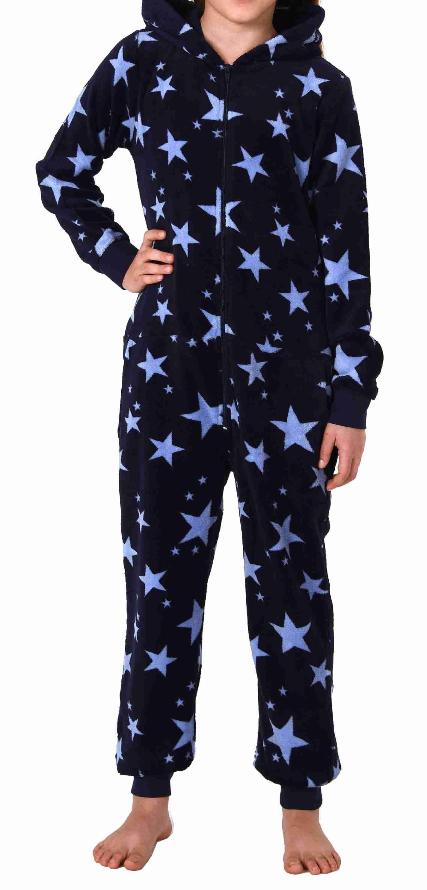 Normann Pyjama Mädchen Jumpsuit Overall Schlafanzug langarm in Sterne Optik