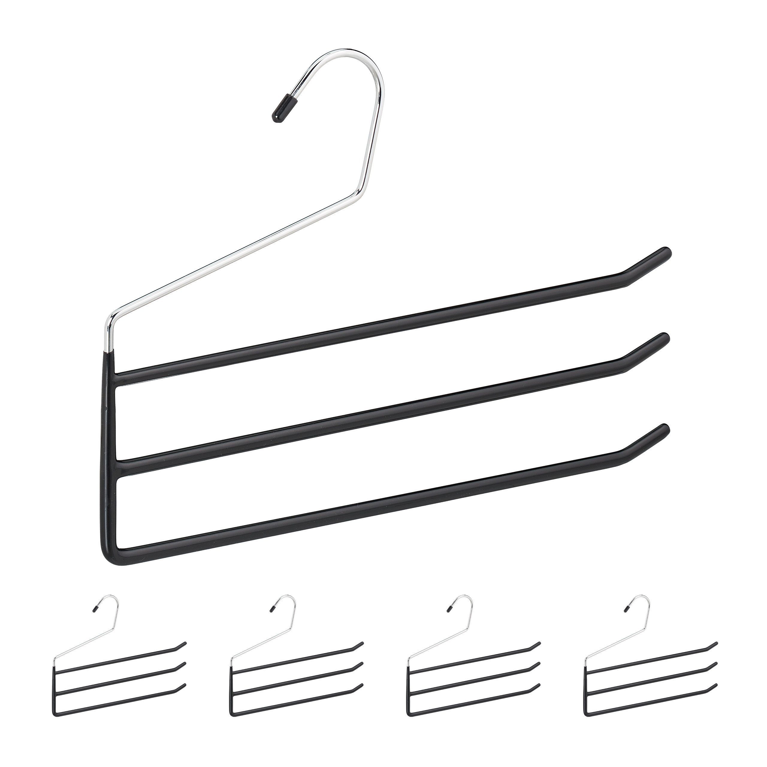 relaxdays Mehrfach-Kleiderbügel Hosenbügel mehrfach 5er Set, schwarz günstig online kaufen