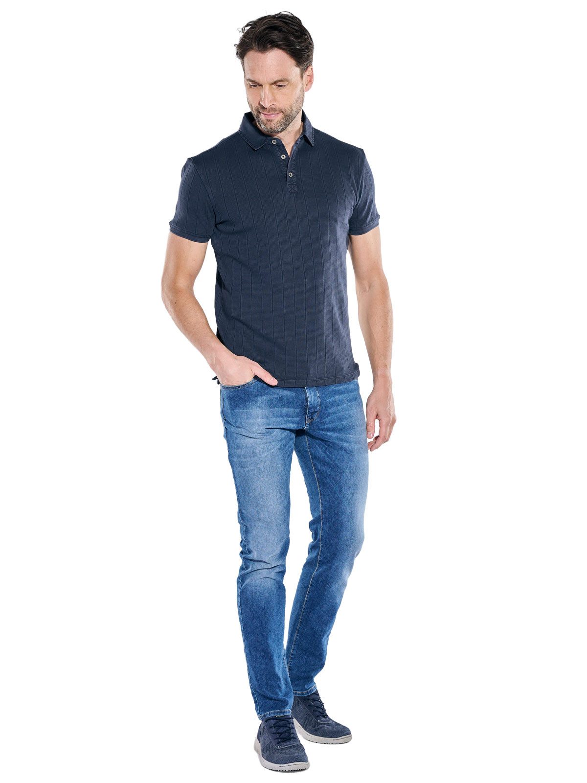 Engbers Poloshirt Herren Poloshirt mit Knopfleiste, Saphirblau