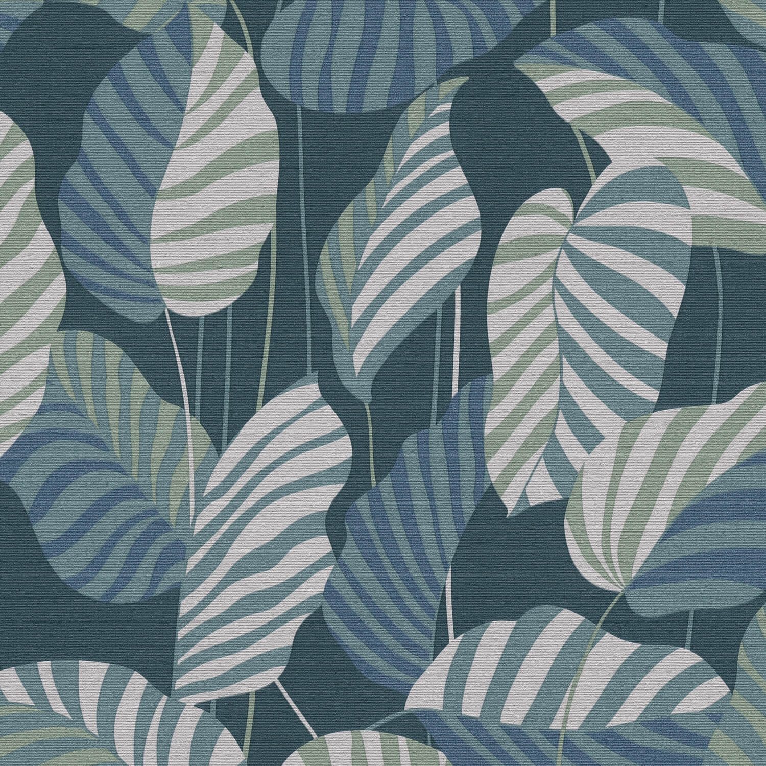 Profhome Vliestapete 390944-GU Natur Tapete Floral matt blau petrol patina-grün, geprägt, (1 Rolle, 5,33 qm), heißgeprägte Vliestapete, petrol