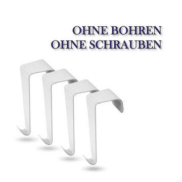 Bestlivings Türhaken Garderobenhaken zum einhängen, Badezimmer, Türen, Kleiderschränke, (4-St), Garderobenhaken - Fensterhaken Metall ohne Bohren Kleben