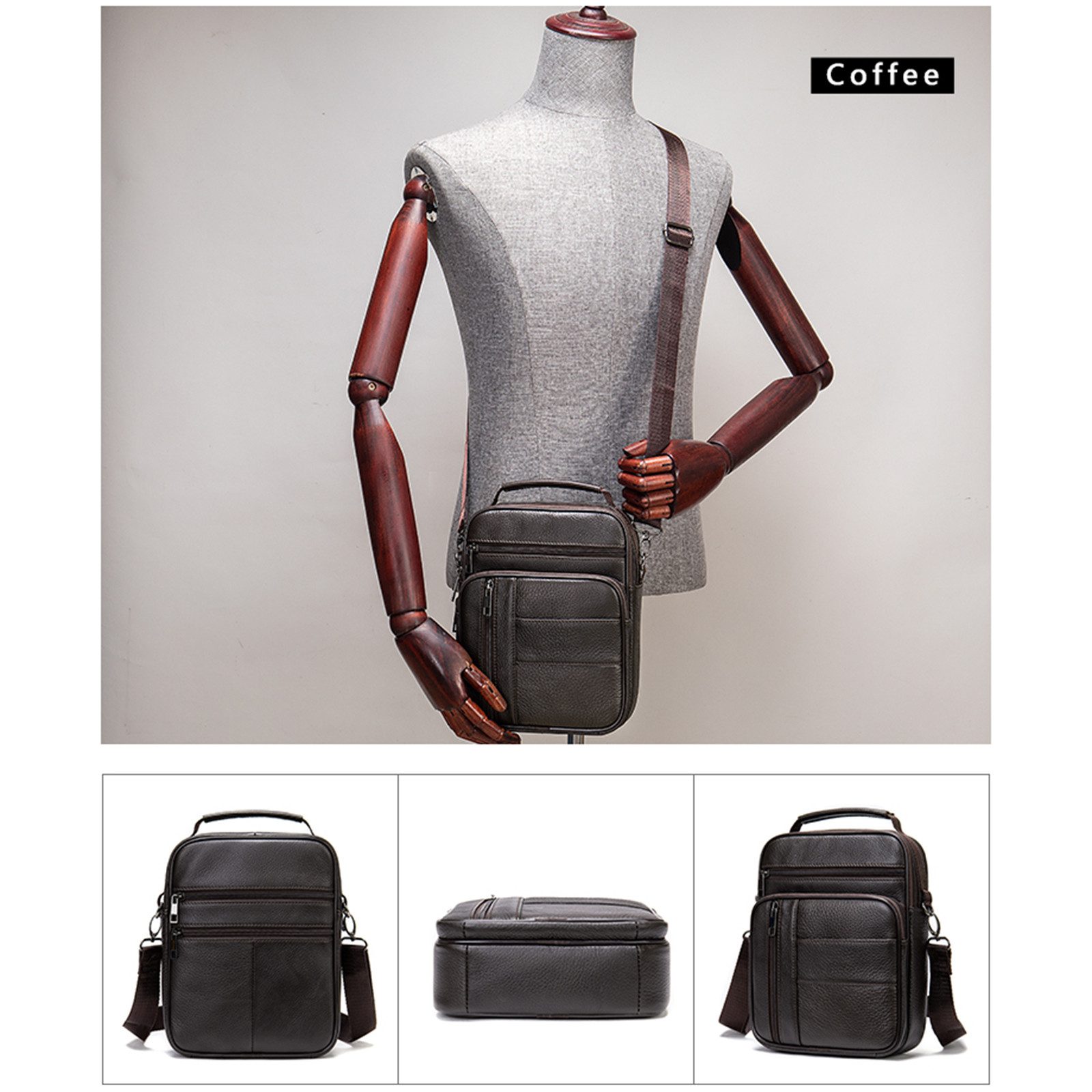 YUBRO-STUDIO Umhängetasche Herren Leder Umhängetasche Messenger günstig online kaufen