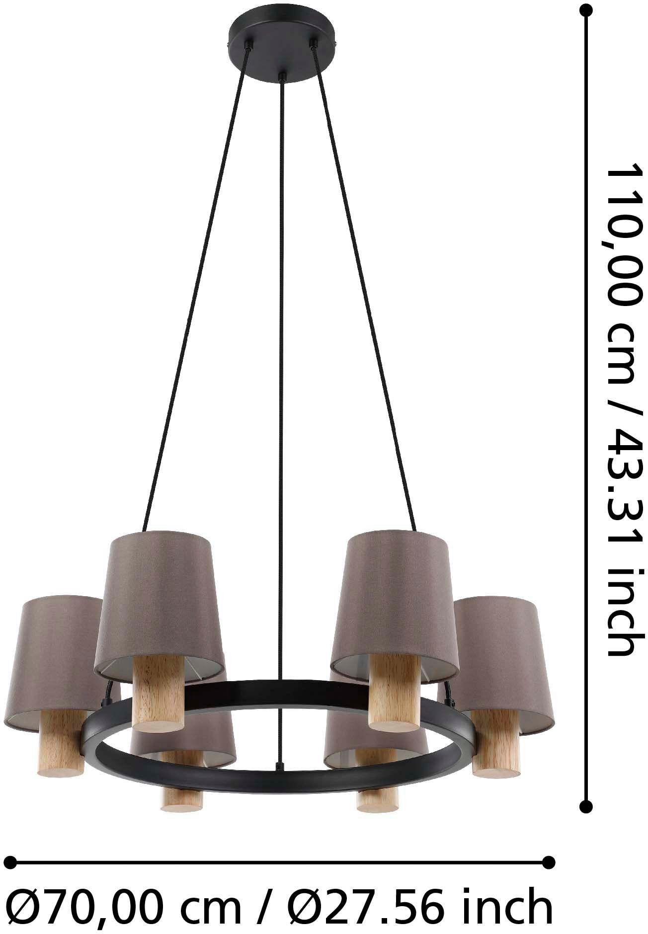EGLO Hängeleuchte - Leuchtmittel braun exkl. Leuchtmittel, - und schwarz ohne wechselbar, Hängeleuchte in Holz 40W Stahl, aus E27 EDALE