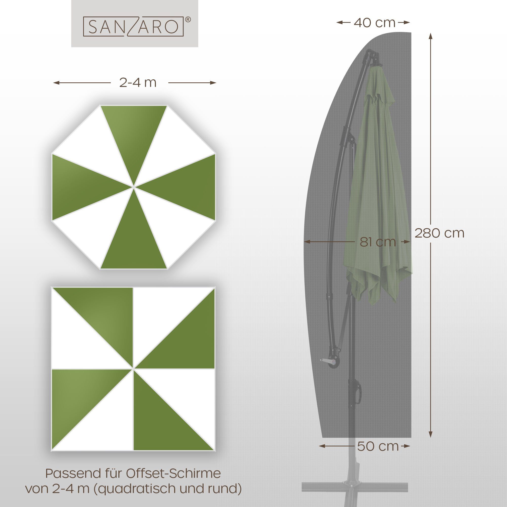 Sanzaro Sonnenschirm-Schutzhülle, RipStop-Technologie 600D Oxford Stoff, günstig online kaufen