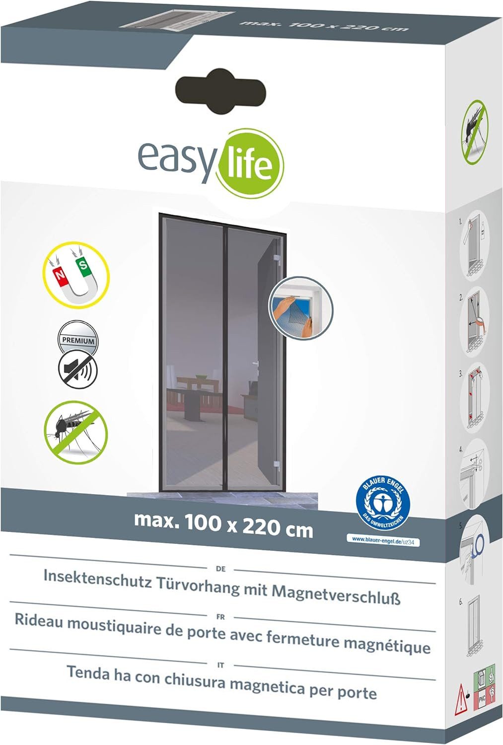 easylife Insektenschutz-Vorhang Magnet Fliegengitter Tür 100x220 günstig online kaufen