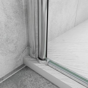 duschspa Dusch-Falttür Falttür Duschkabine Duschabtrennung Pendeltür Nischentür NANO Glas, Einscheibensicherheitsglas, Sicherheitsglas, (Set) Klarglas, links und rechts montierbar