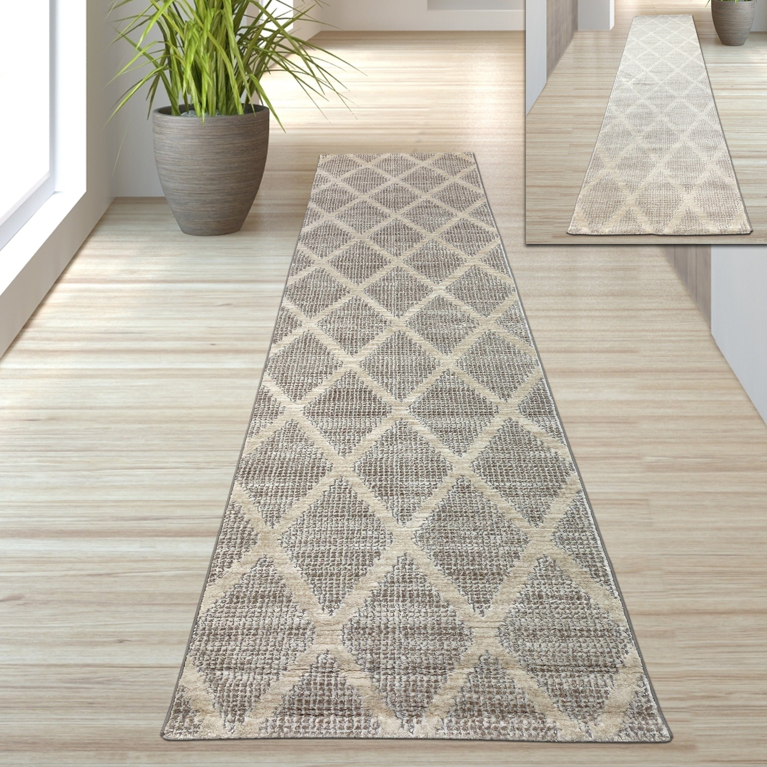 TeppichHome24 Teppich Teppich schlichtes Rautenmuster in creme, rechteckig