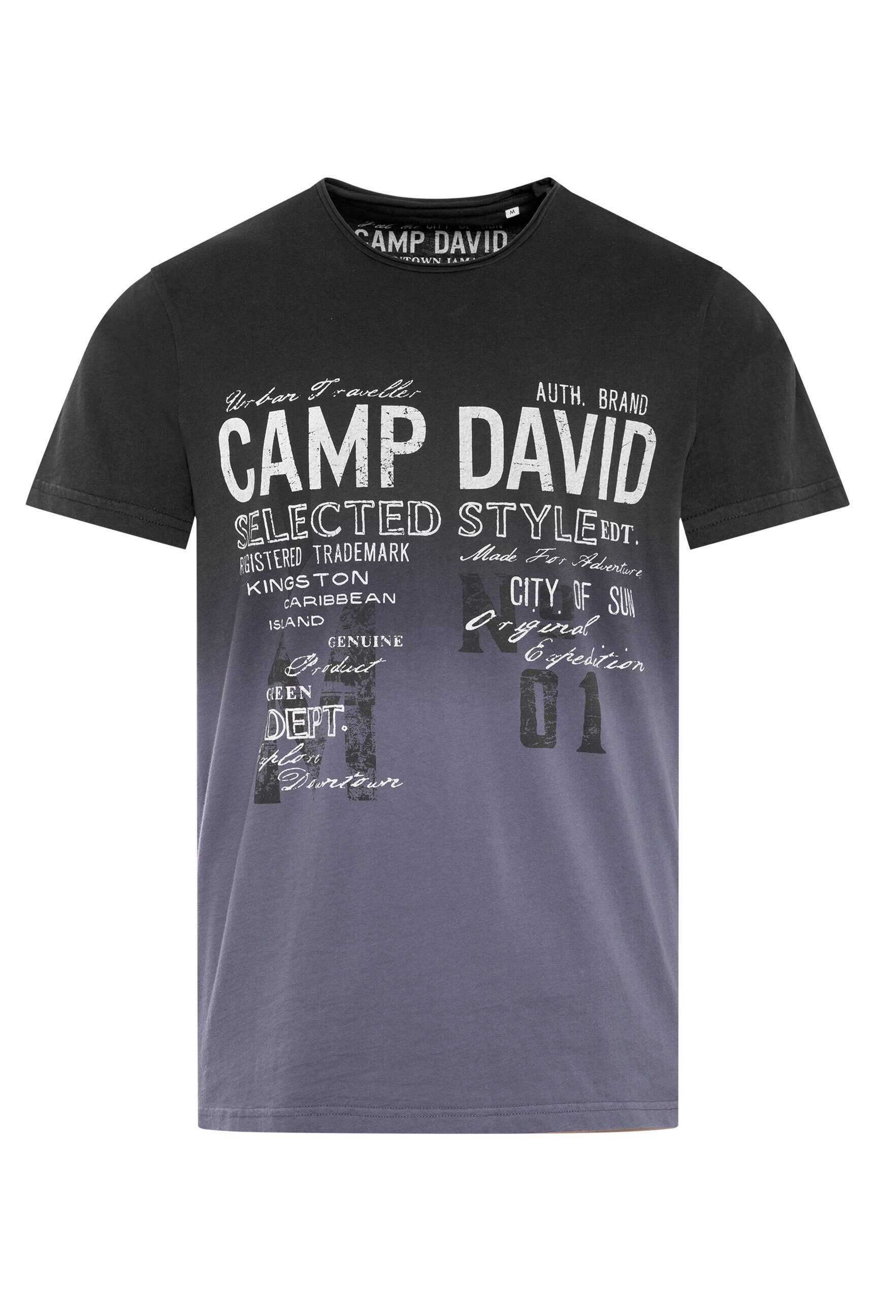 CAMP DAVID Rundhalsshirt mit offener Kante günstig online kaufen