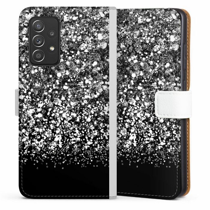 DeinDesign Handyhülle Glitzer Look Schneeflocken Muster Snow Fall Glitter Look Samsung Galaxy A52 5G Hülle Handy Flip Case Wallet Cover
