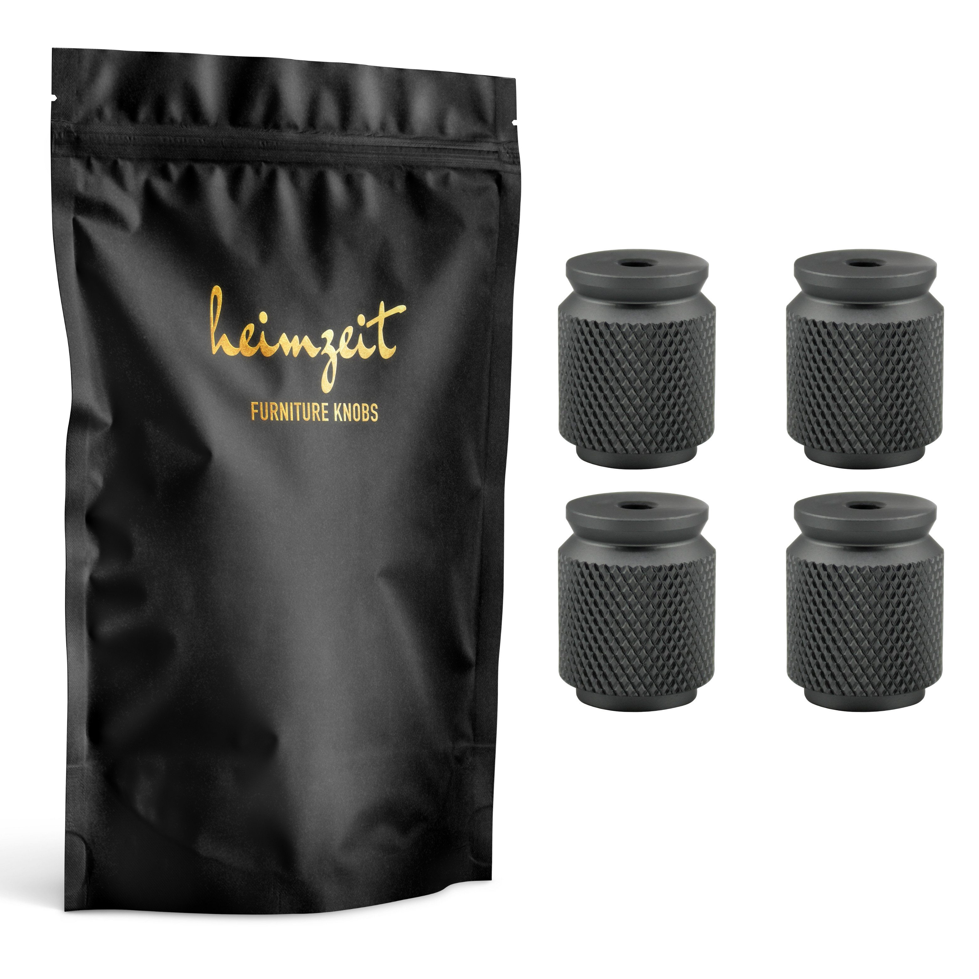 heimzeit Möbelgriff heimzeit Möbelknöpfe geriffelt (Set, 4-St), für Schubladen, Türen und Kommoden, inkl. Schraube