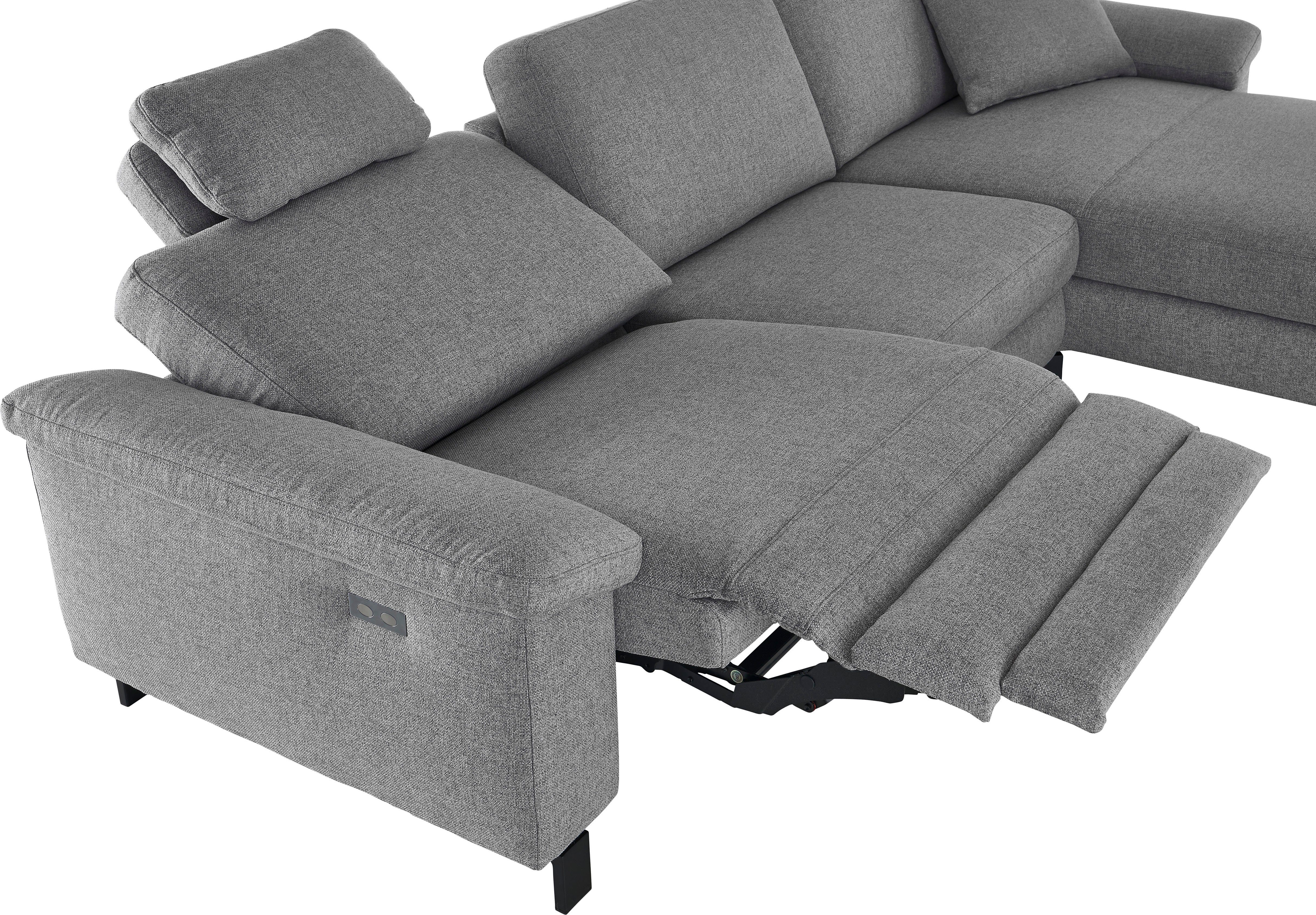 3C Candy Ecksofa Mainau, Relaxfunktion grau im in 1,5-Sitzer, motorische Schlaffunktion Longchair