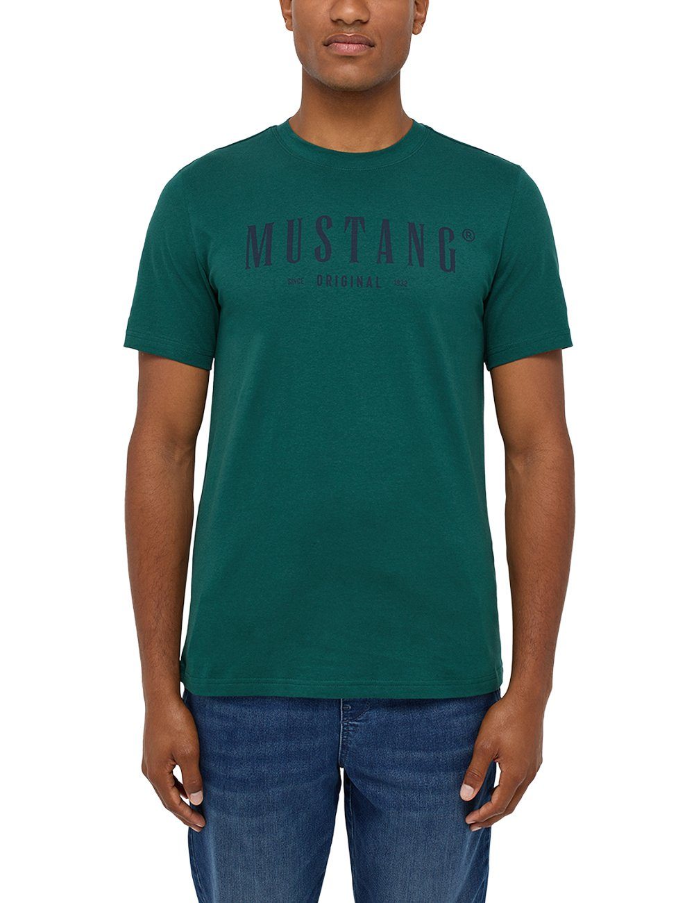 Kurzarmshirt grün Mustang Print-Shirt MUSTANG