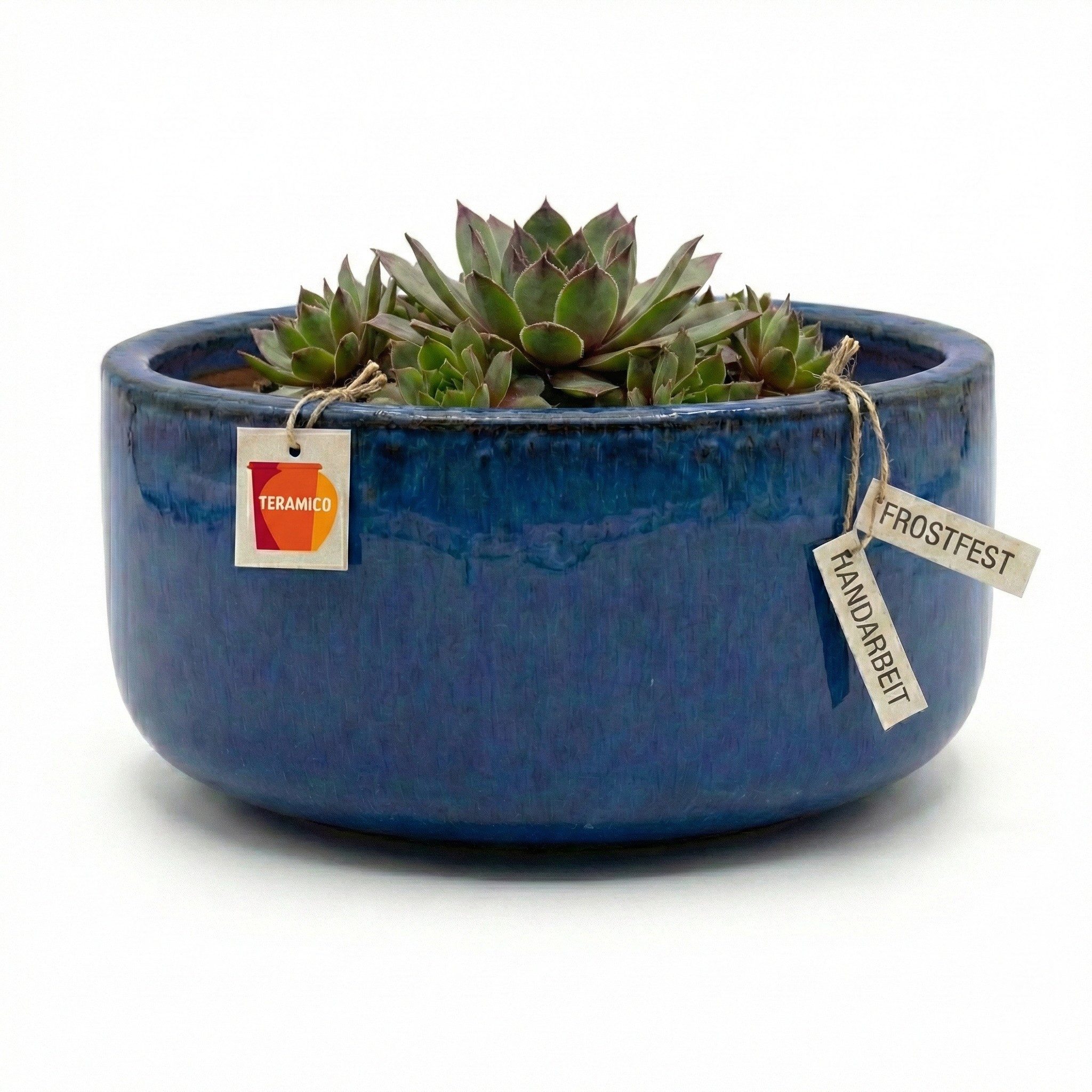 Teramico Pflanzkübel Pflanzschale "Amsterdam" Royal Blau – Ø 31 cm – Frostfeste Keramikscha, 100% Frostfest