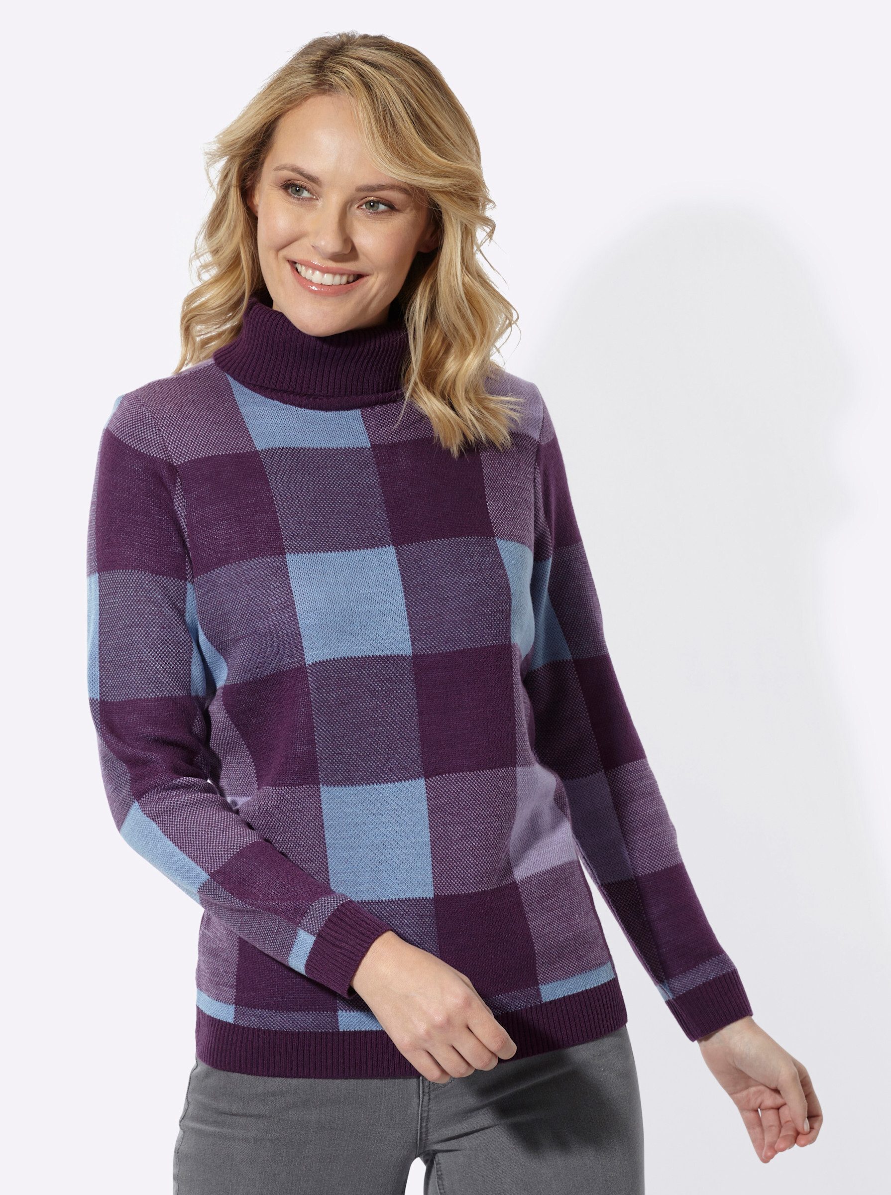 Sieh an! Strickpullover Rollkragen-Pullover Langarm Jacquard