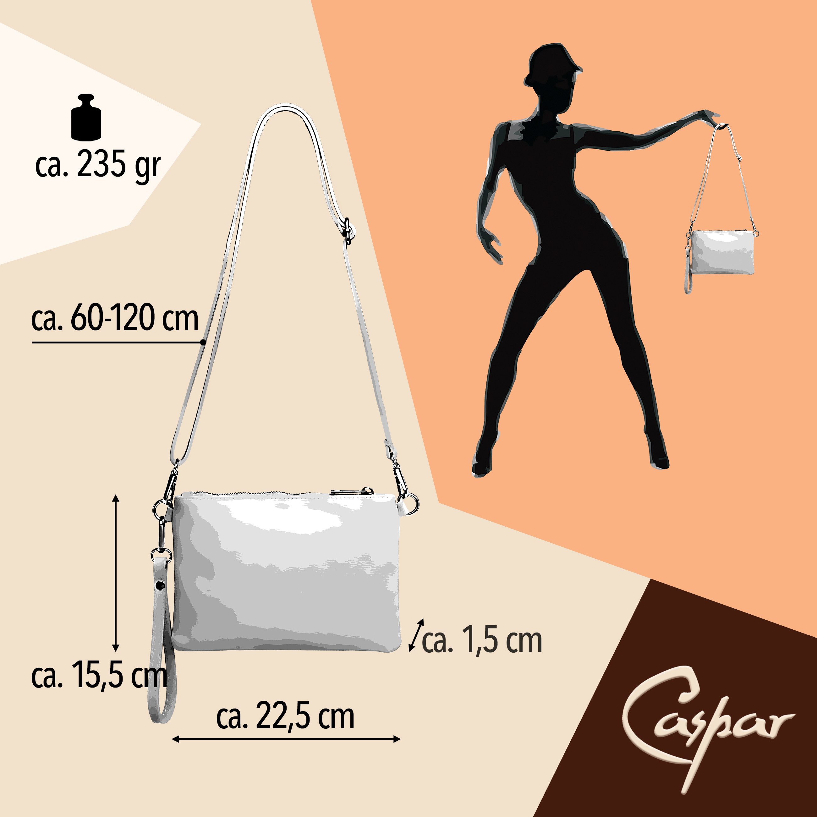 Caspar Clutch Kleine Leder Clutch Damen Abendtasche - CLASSIC LINE - Modell No.852, leicht, elegant & unempfindlich - 100% Echtleder - Handmade in Italy