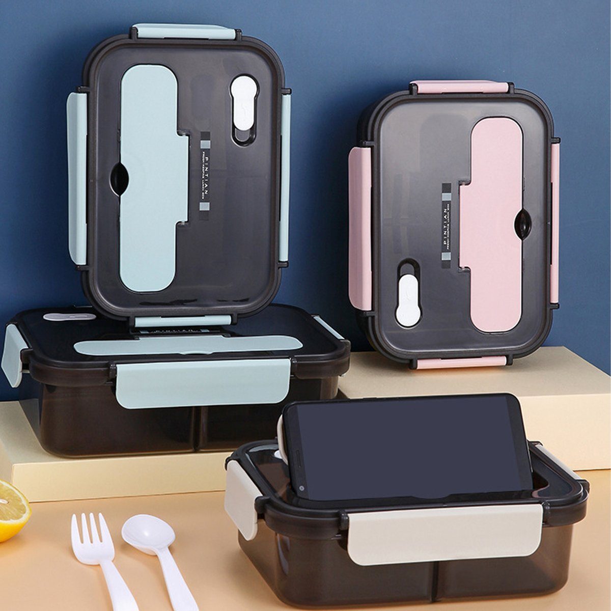 Rosa mit Lunchbox Jormftte Bento Lunchbox Box,für Lagerung Arbeit,Reisen Löffel,Lebensmittel