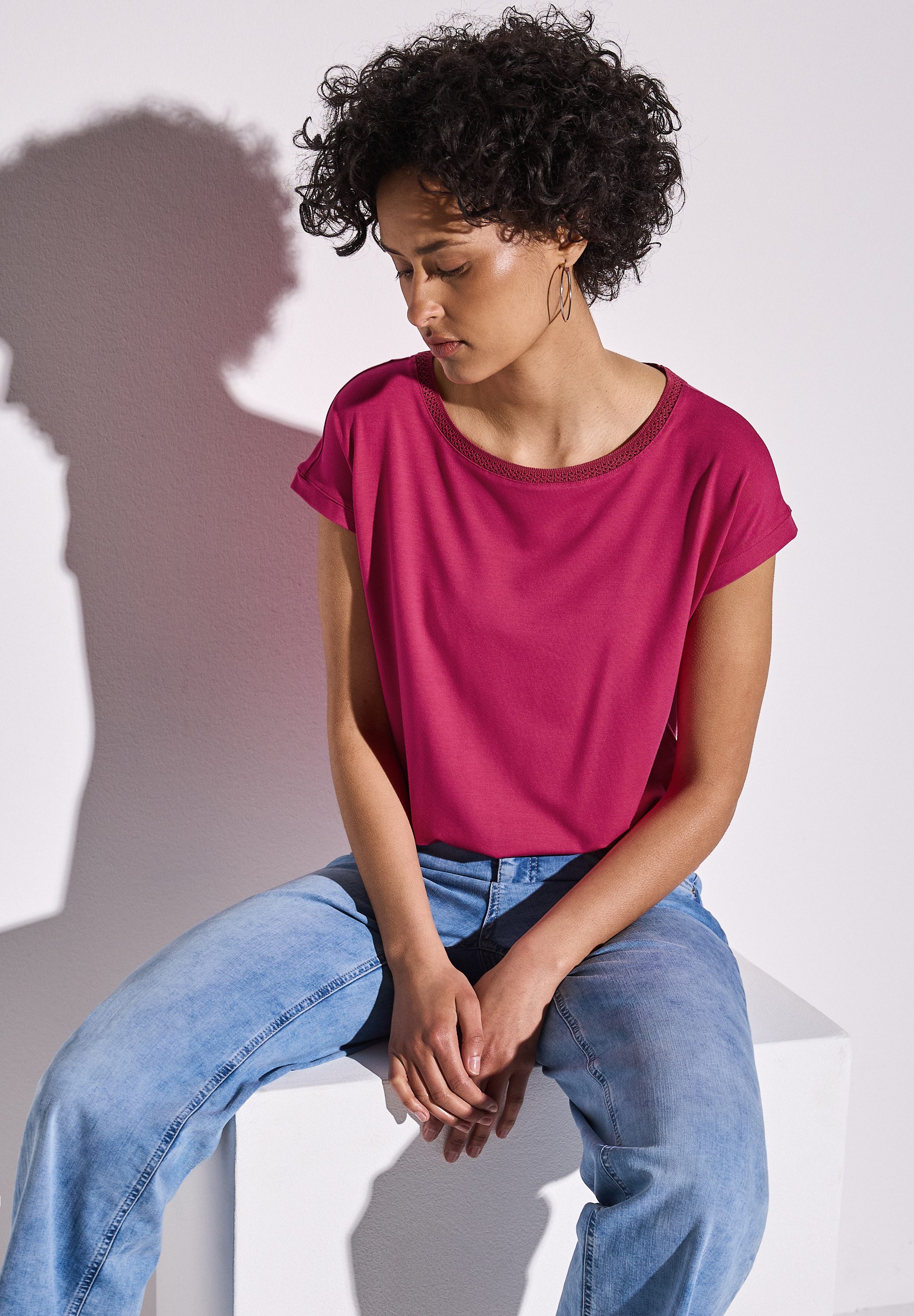STREET ONE T-Shirt mit U-Boot-Ausschnitt
