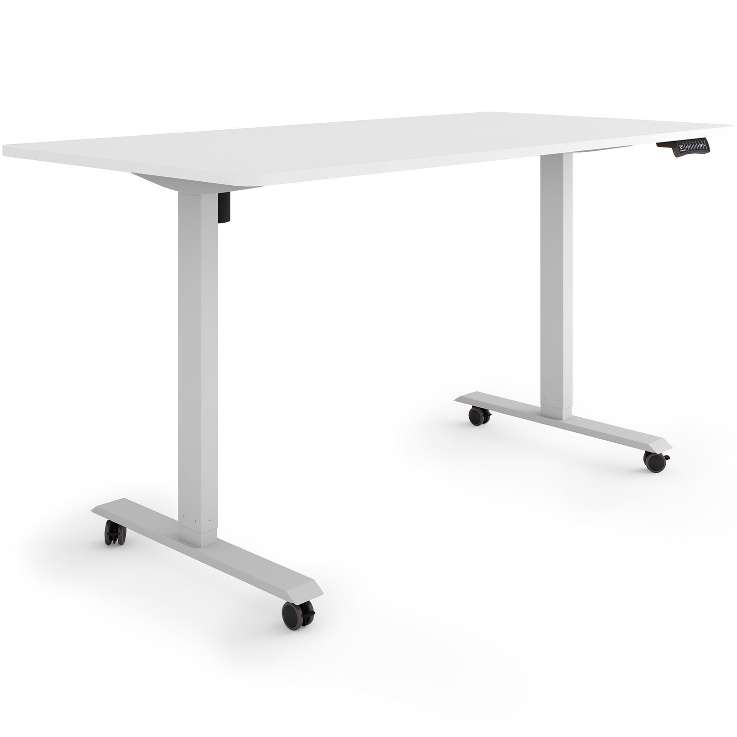 ESMART Schreibtisch ESMART Germany, auf Elektrisch cm Weiß 80 Rollen höhenverstellbarer Schreibtisch / Grau Rahmen: Tischplatte: ETX-121 160 x