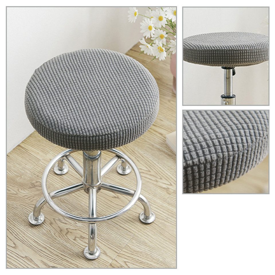 Agger Stuhlhusse 2 Stück Hocker Bezug Rund Luxuriöser Stoff, Durchmesser 30-40cm, Rund Dehnbar Knitterfrei Waschbar Staubdicht Hocker Bezug – Bild 2 von 5