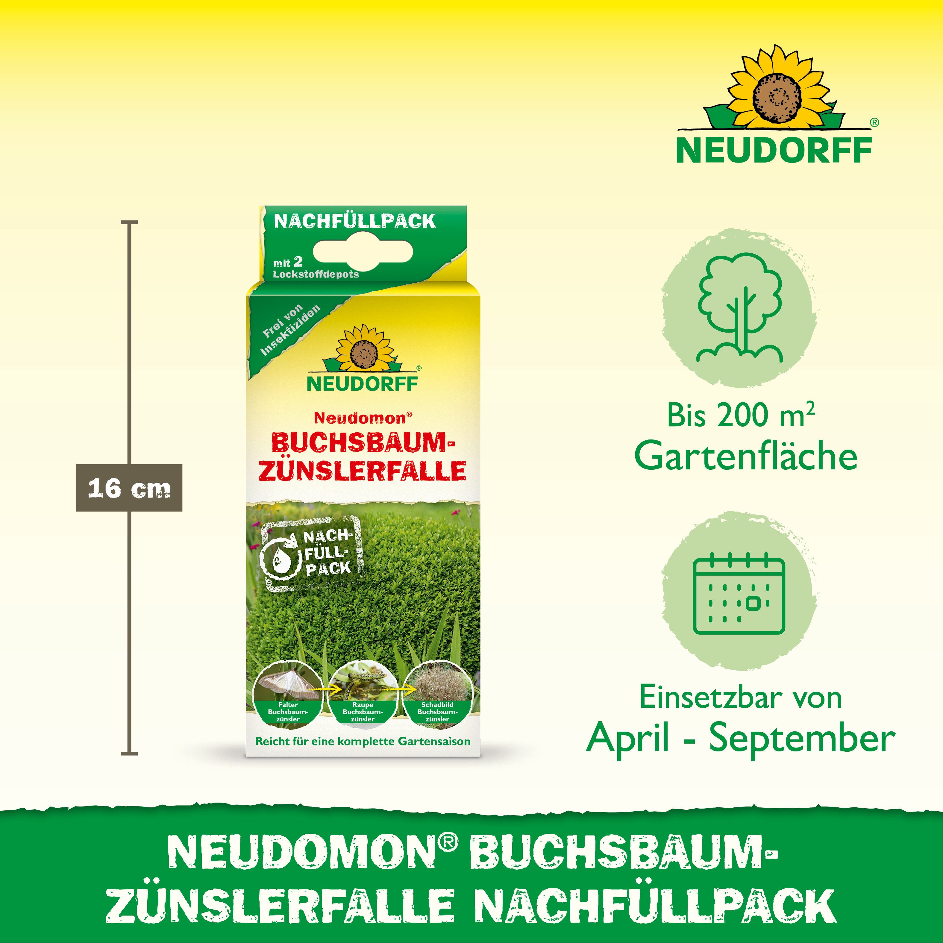 Neudorff Tierfallen-Köder Neudomon BuchsbaumzünslerFalle Nachfüllpack 1 Stk., 2 Stück, Nachfüllpack für Buchsbaumzünsler-Falle, 2 Lockstoffdepots, 2 Lockstoffde – Bild 3 von 5