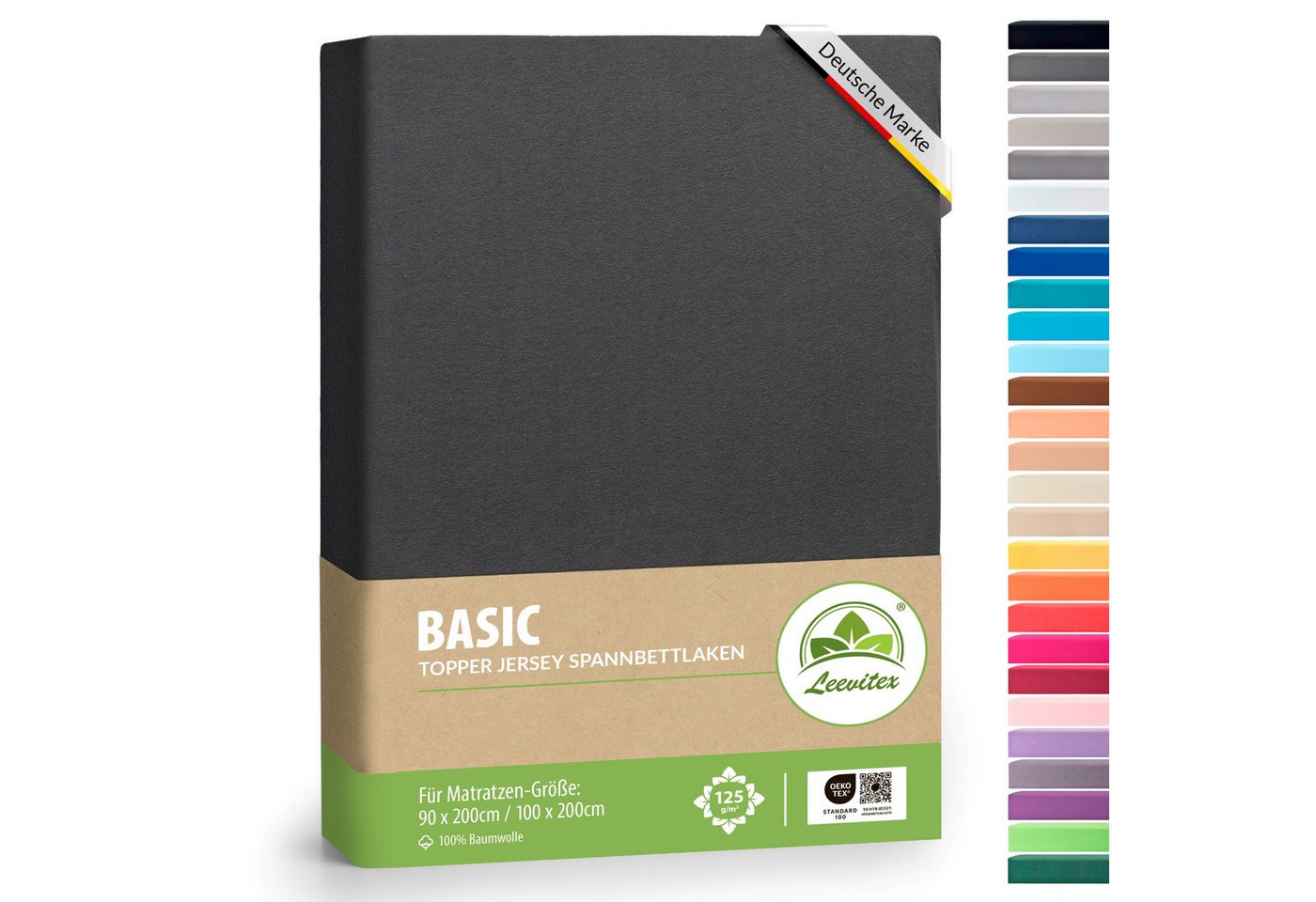 leevitex® Spannbettlaken für Topper – weich, anschmiegsam, pflegeleicht & ideal zum Wohlfühlen, Jersey, Gummizug: rundum, (1 Stück), 100 % Jersey Baumwolle, 18 cm Steghöhe, verschiedene Größen