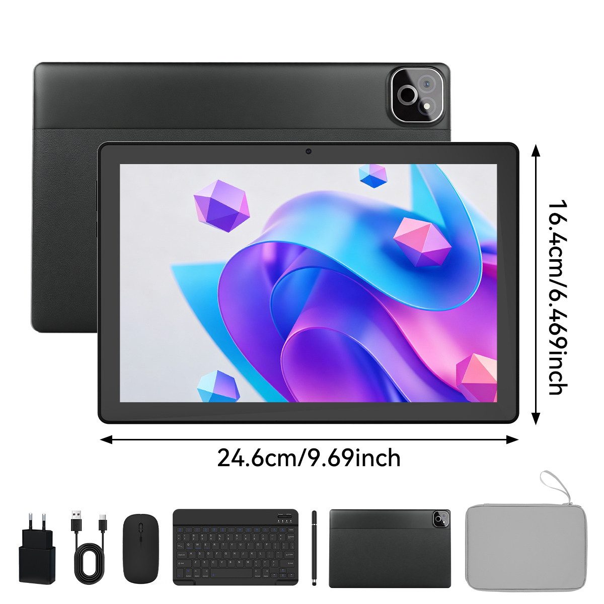 Happybe 10.1 Zoll 36(6+28)GB RAM, 256 GB, mit Tastatur/Maus/Stift Tablet (10.1", 256 GB, Android) – Bild 3 von 3