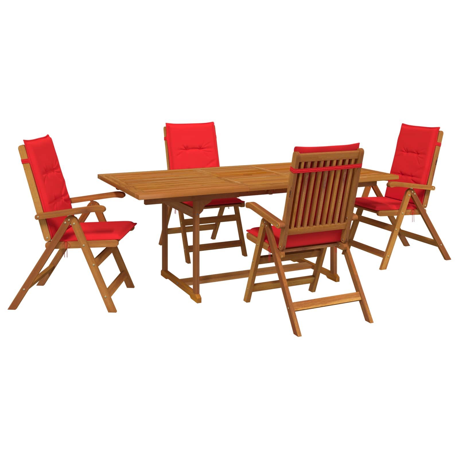 vidaXL Gartenlounge-Set 5-teiliges Garten-Esszimmer-Set Natur Massivholz