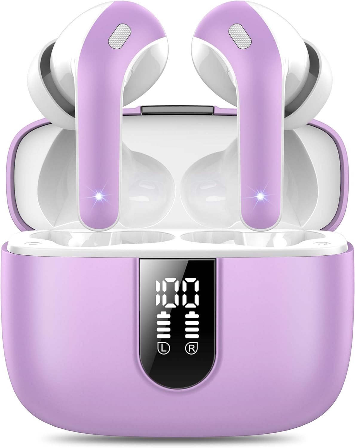 IKT Kabellos Bluetooth 5.3 mit 50H Tiefer Bass, 2024 Neue In-Ear-Kopfhörer (Mit einer Akkulaufzeit von 8 Stunden und 50 zusätzlichen Stunden im Ladefach., Noise Cancelling Earbuds mit 4 ENC Mic, IPX7 Wasserdicht, USB-C)