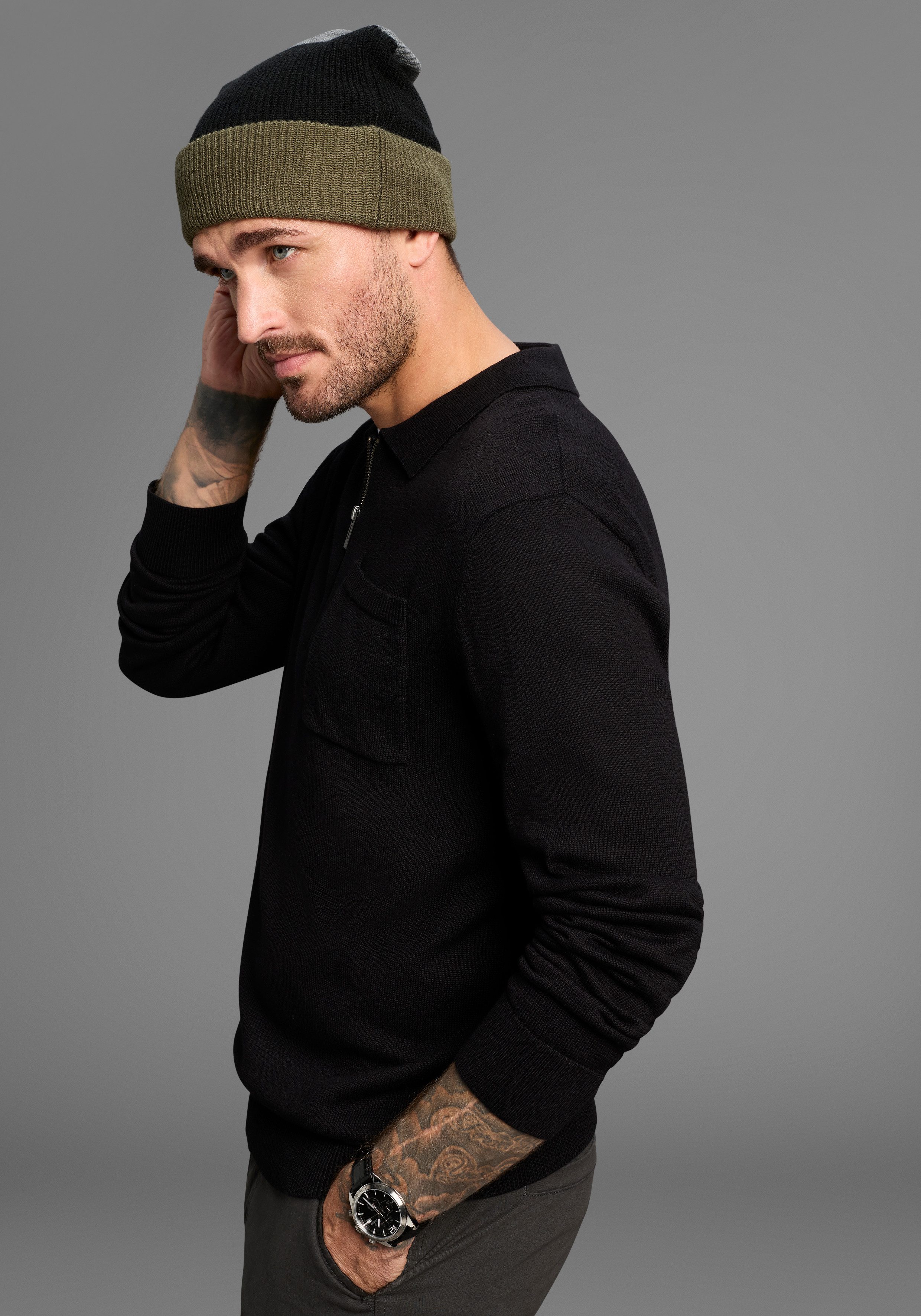 Man's World Strickmütze im trendigem Colorlocking - NEW günstig online kaufen