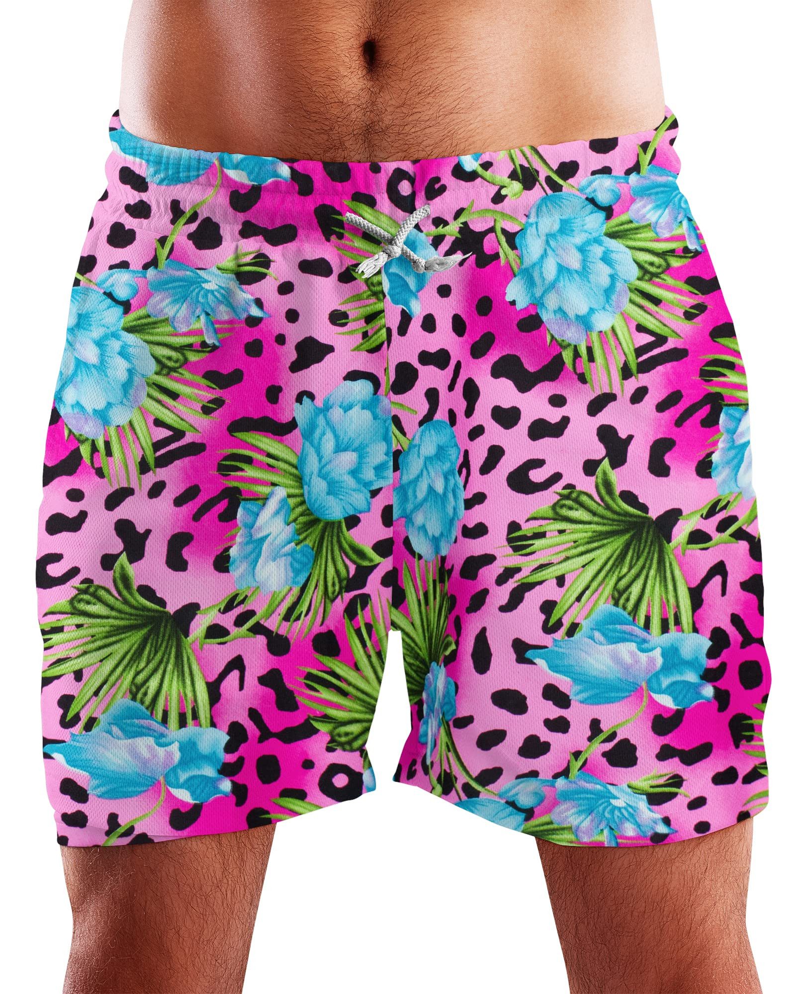 King Kameha Badeshorts Leopard Flowers Hawaii Bade-Shorts Mesh-Einsatz Verschluss Kordelzug Mit integriertem Mesh-Innenslip für extra Komfort