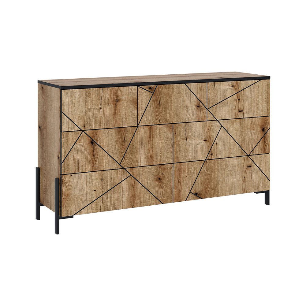 Vicco Kommode Hatto, Eiche, 139.8 x 80.2 cm mit 7 Schubladen (1 St)