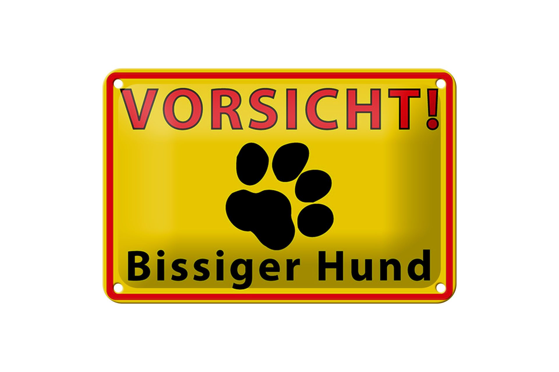 Femer GmbH Metallschild Tiere 18x12cm Vorsicht bissiger Hund, (1 St), gewölbte Oberfläche, abgerundete Ecken, umgeschlagene Kanten