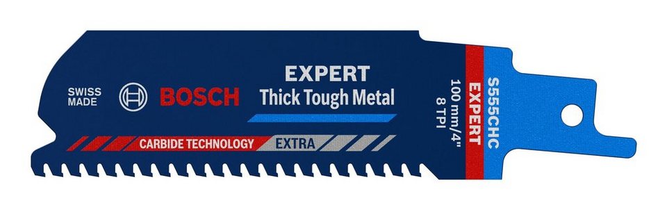 BOSCH Säbelsägeblatt Expert S 555 CHM, Endurance for HeavyMetal, Hält bis  zu 100-mal länger als ein Bimetall-Blatt in robustem Material