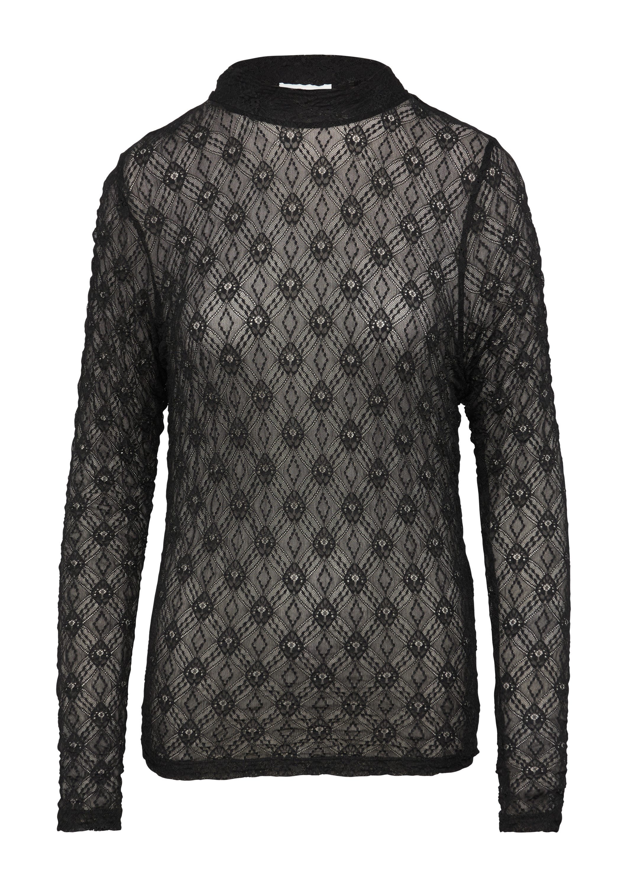 s.Oliver Langarmshirt T-Shirt Transparentes Spitzen-Shirt mit Stehkragen günstig online kaufen