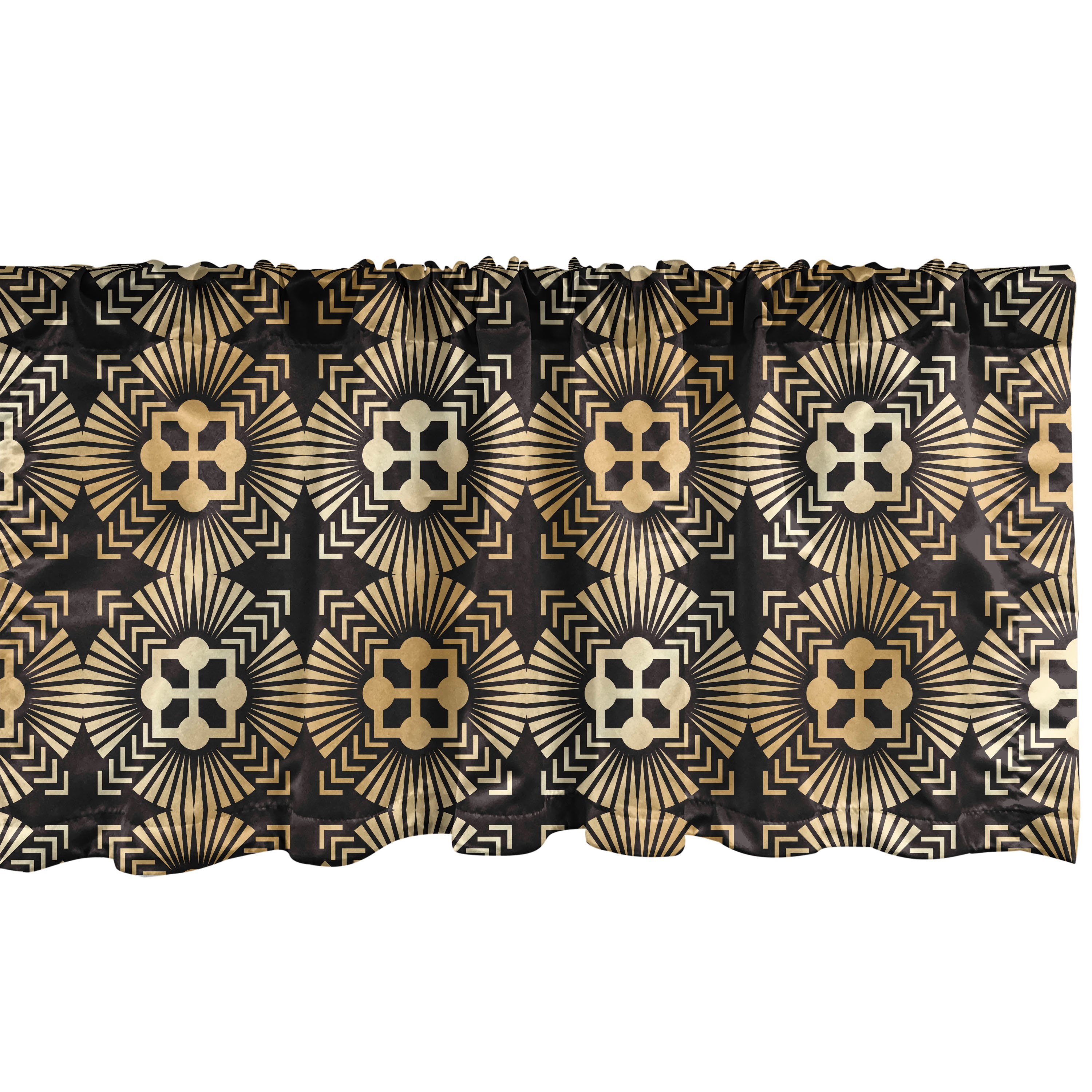 Scheibengardine Vorhang Volant für Küche Schlafzimmer Dekor mit Stangentasche, Abakuhaus, Microfaser, Art Deco Retro Palmette Entwurf