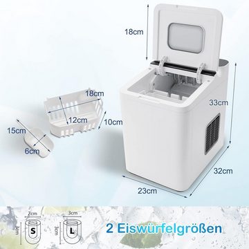 KOMFOTTEU Eismaschine Eiswürfelzubereiter, 1,50 l, 112,00 W, 12kg/24H, 9 Würfel in 6 Min