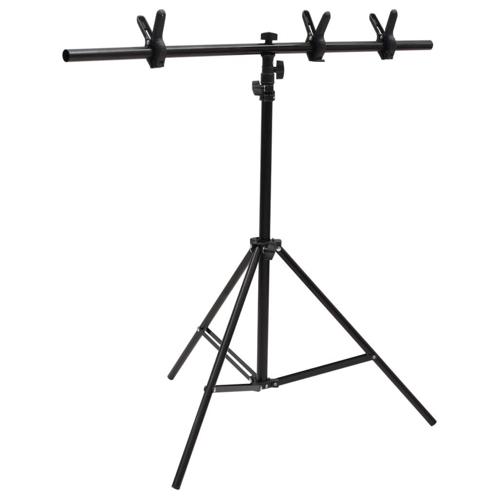 vidaXL Fotohintergrund Hintergrundständer T-Form Schwarz 91x60x(70-200) cm
